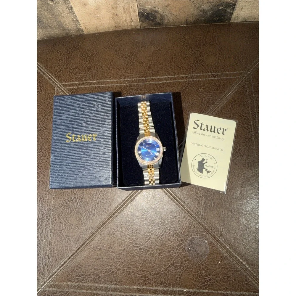 Stauer Womans Watch Blue Muse Water Resistant Calendar Roman Numerals 49422 New